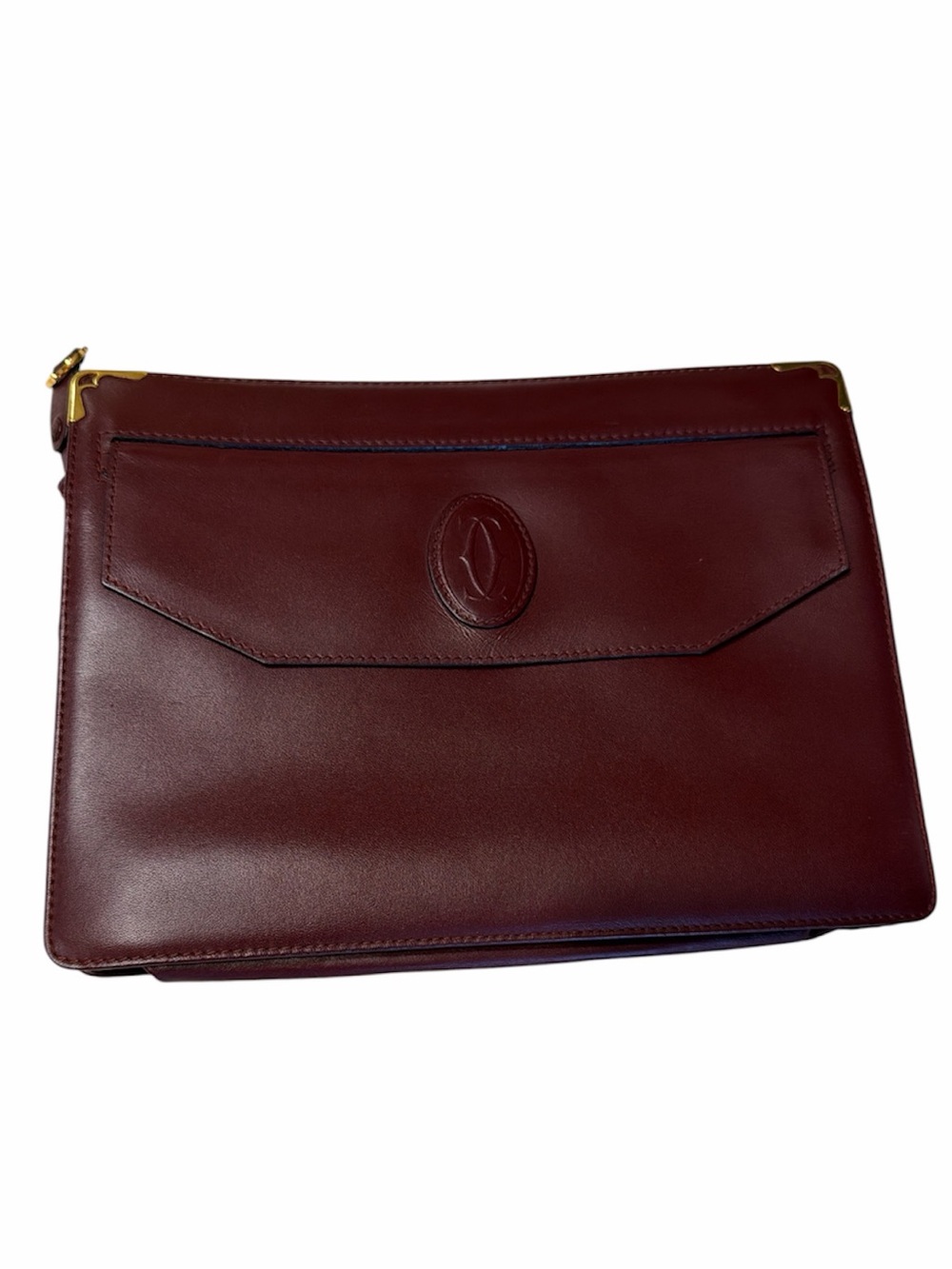 Cartier Dark Burgundy Leather Toiletry Case/clutch with Gold Accents #2